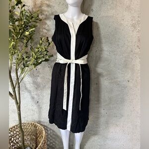 Talbots sleeveless black and white button down dress